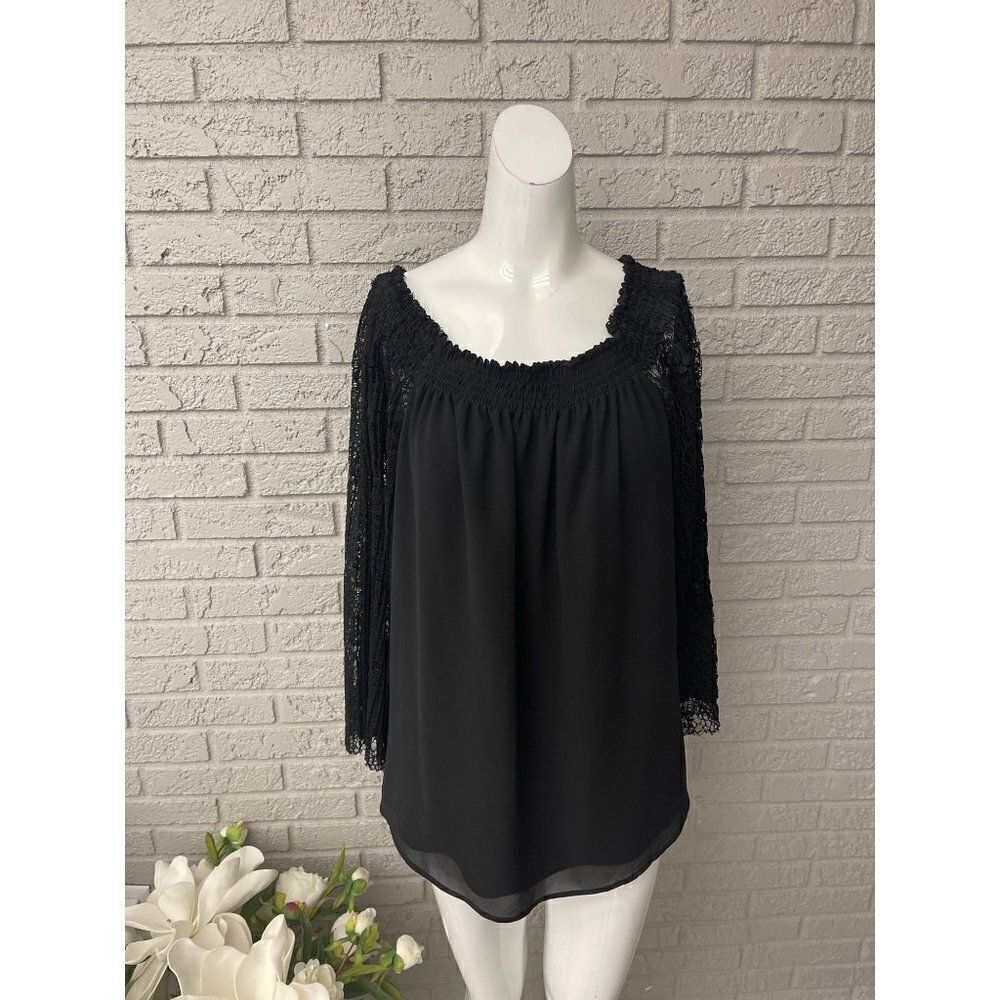 Nanette Lepore Black On / Off Shoulder Blouse Size XL